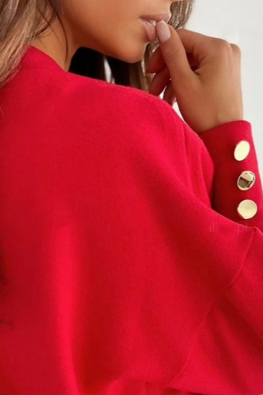V-Neck Button Knit Pullover Sweater