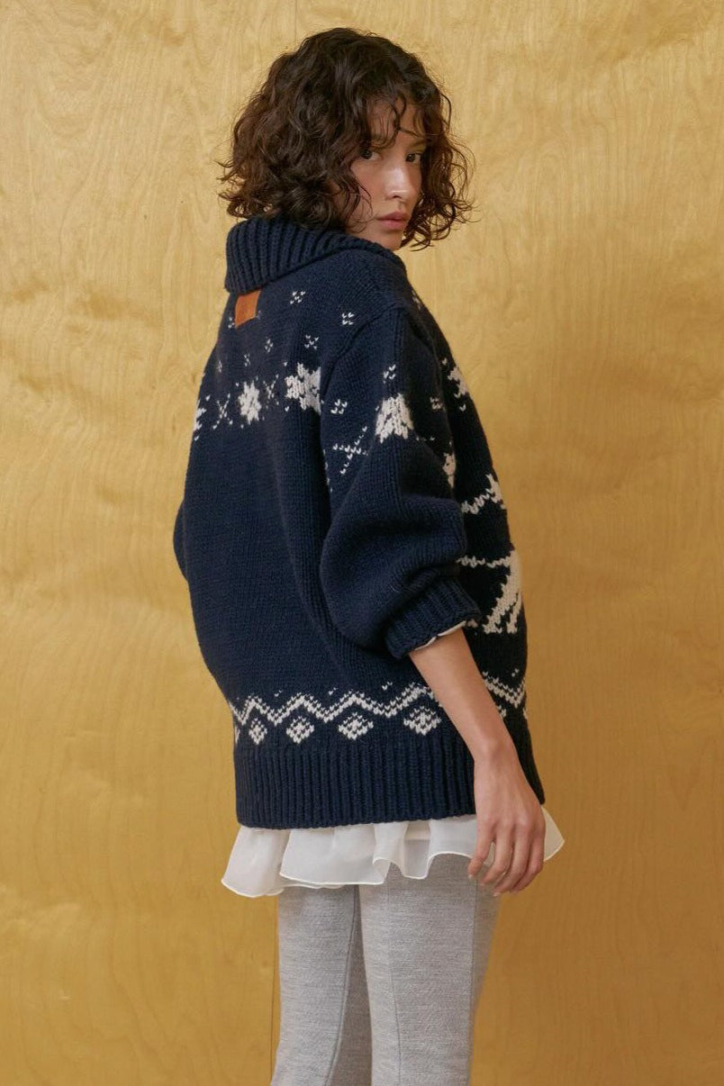 Fair Isle Contrast Reindeer Collar Sweater