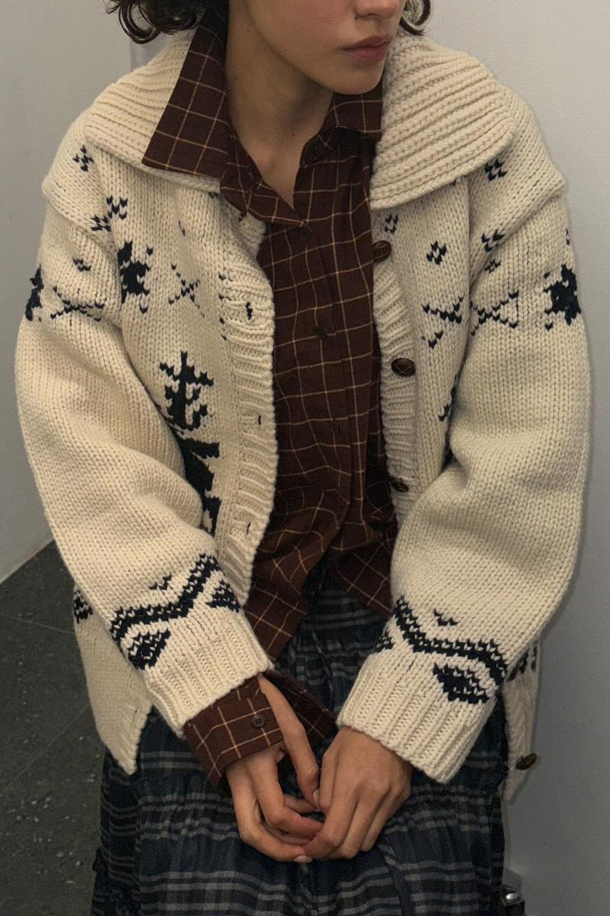 Fair Isle Contrast Reindeer Collar Sweater