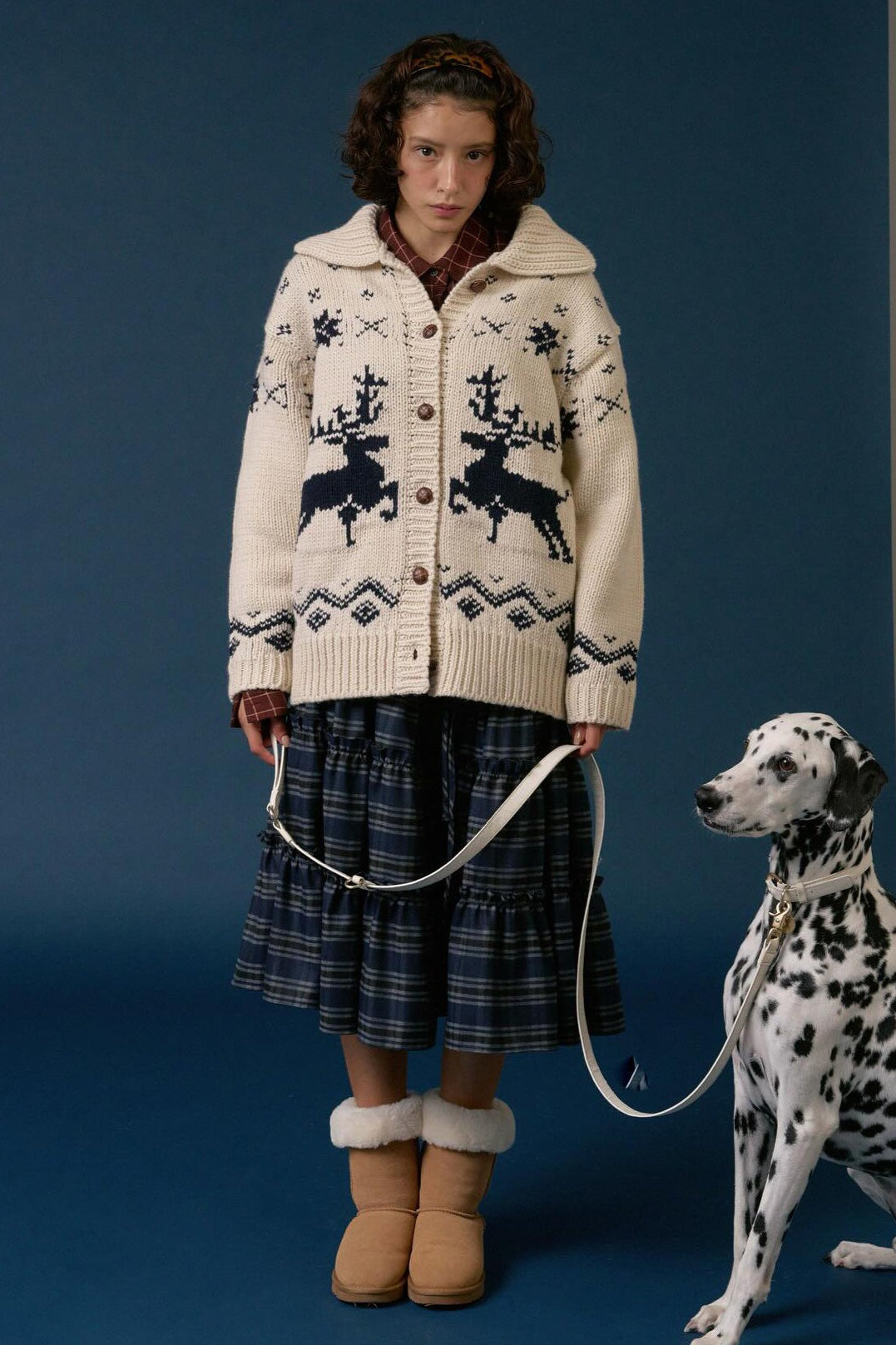 Fair Isle Contrast Reindeer Collar Sweater