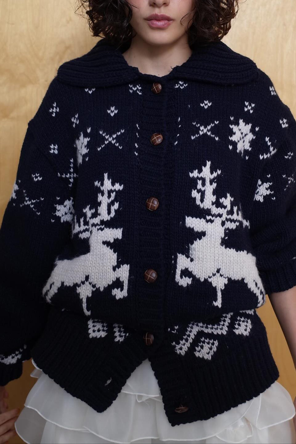 Fair Isle Contrast Reindeer Collar Sweater